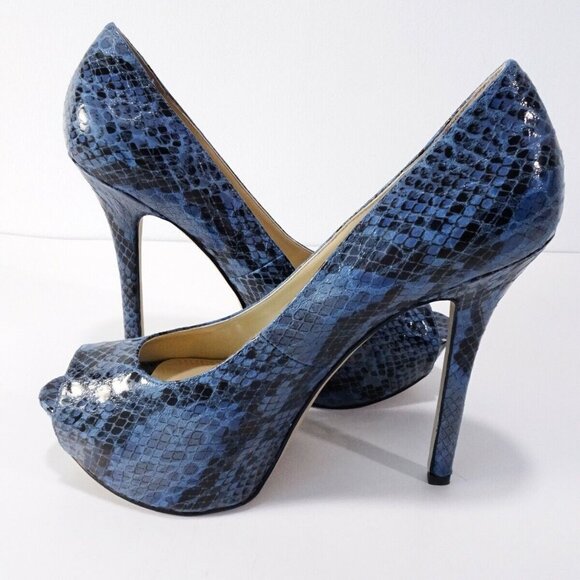 Enzo Angiolini Women's Blue Snakeskin EATANEN Platform Heels Sz 6.5 M - Picture 8 of 13